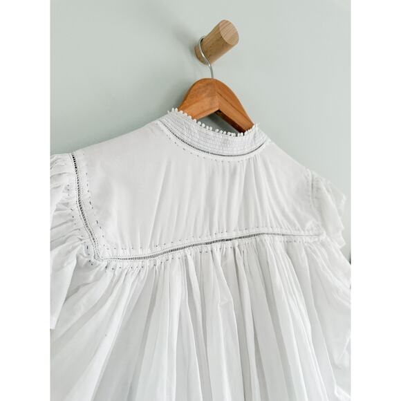 Madewell | NWT Shirred Lace-Trim Top in White | Sz XS - Picture 12 of 13